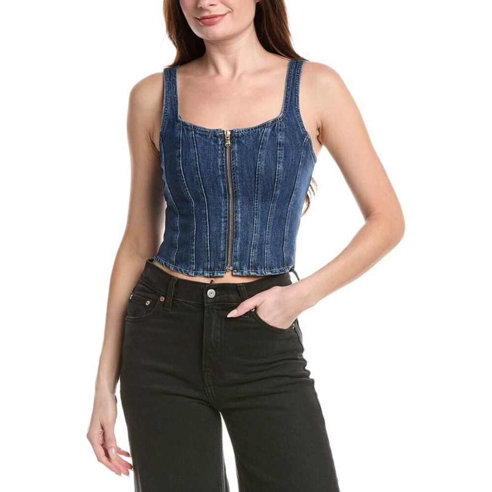 L’Agence Womens L'agence Elysia Zip Corset Tank, Blue
